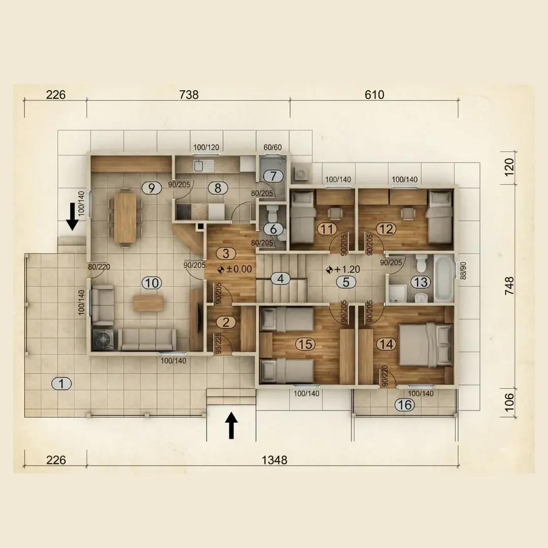 Каркасные дома Иваница Тип 117 3D эскиз