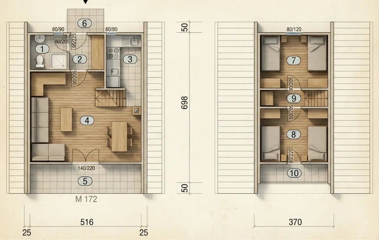prefabricated house ivanjica type golija 40 sketch