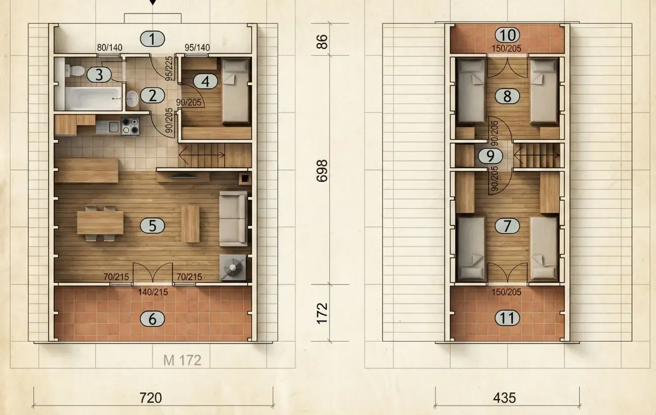 prefabricated house ivanjica type golija 64 sketch